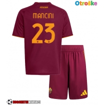 Otroške Nogometnih dresov AS Roma Gianluca Mancini #23 Domači 2025-26 Kratki rokavi (+ hlače)